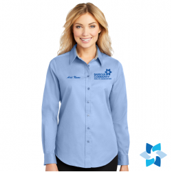 "EMBROIDERED BCHA LOGO" LIGHT BLUE LADIES LONG SLEEVE EASY CARE SHIRT