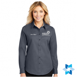 "EMBROIDERED BCHA LOGO" STEEL GREY LADIES LONG SLEEVE EASY CARE SHIRT