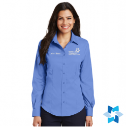 "EMBROIDERED BCHA LOGO" ULTRAMARINE LADIES TWILL LONG SLEEVE BUTTON UP