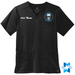 "BCHA RADIOLOGY" EMBROIDERED BLACK MENS V-NECK SCRUB TOP