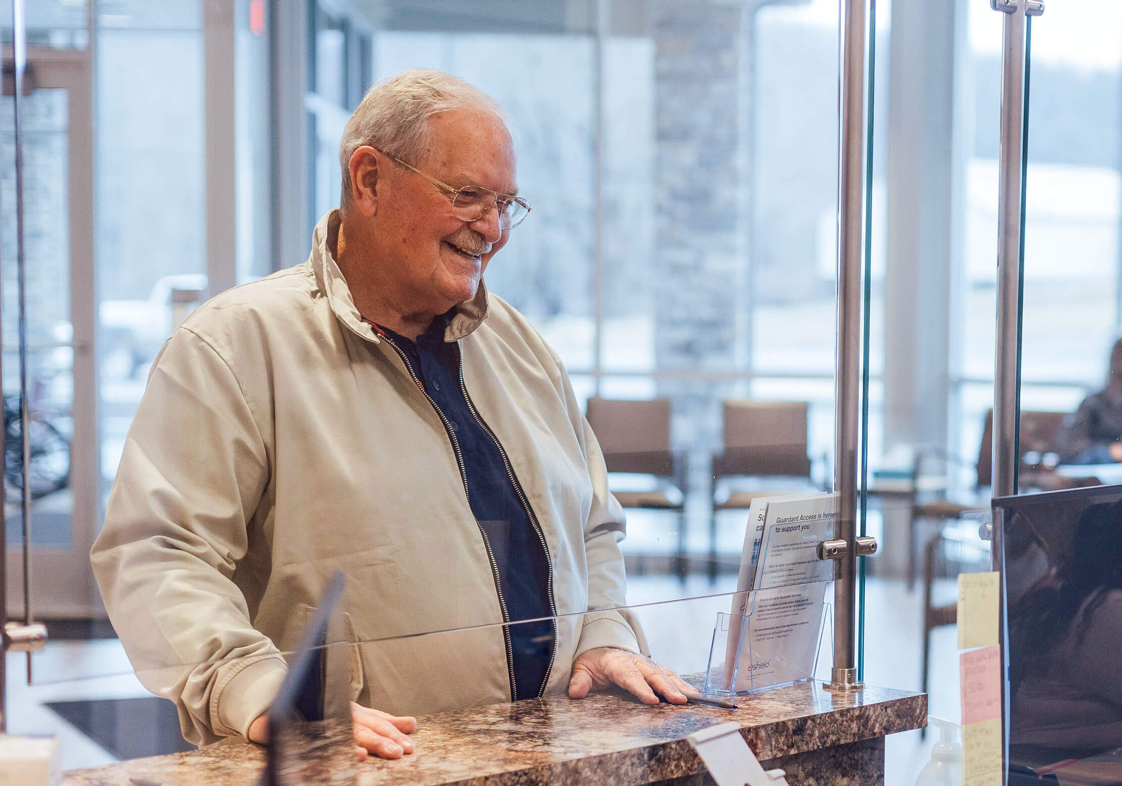 Patient checking in to Myers Clinic